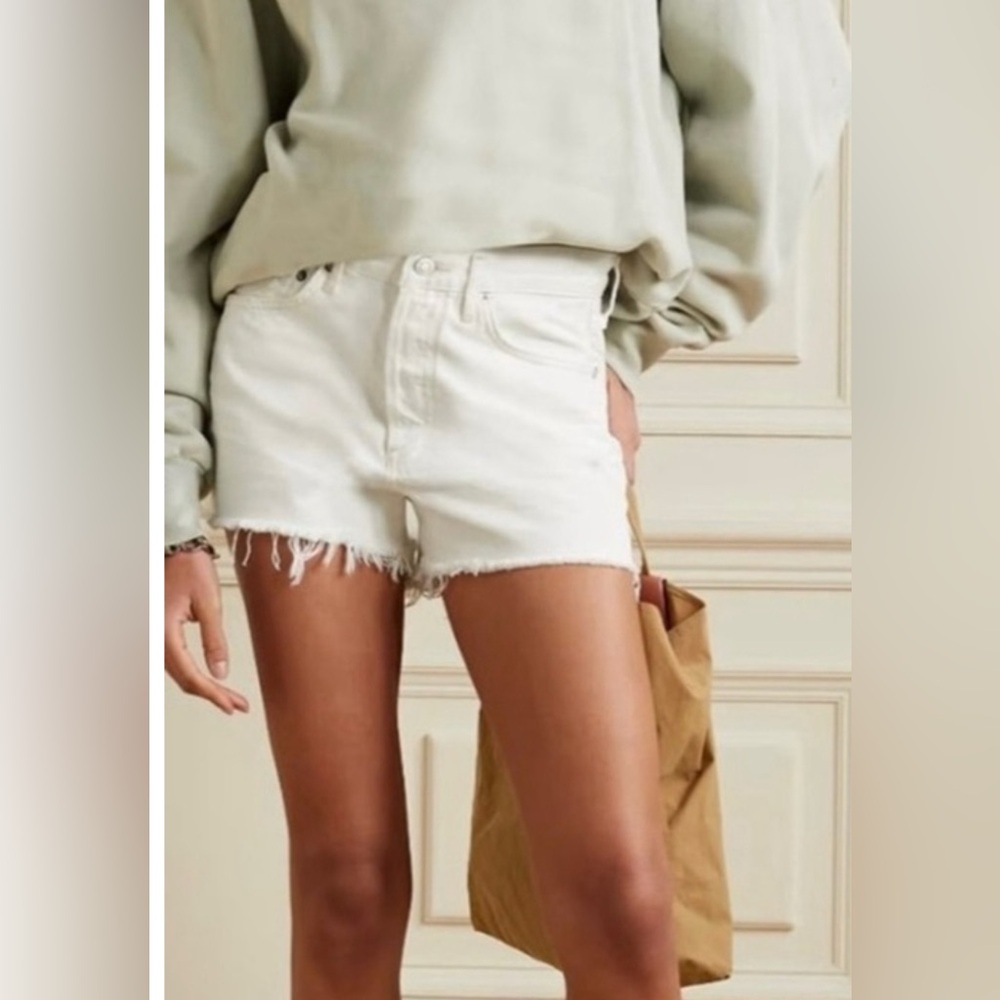 Agolde Women's Parker off White Denim cutoff Shorts